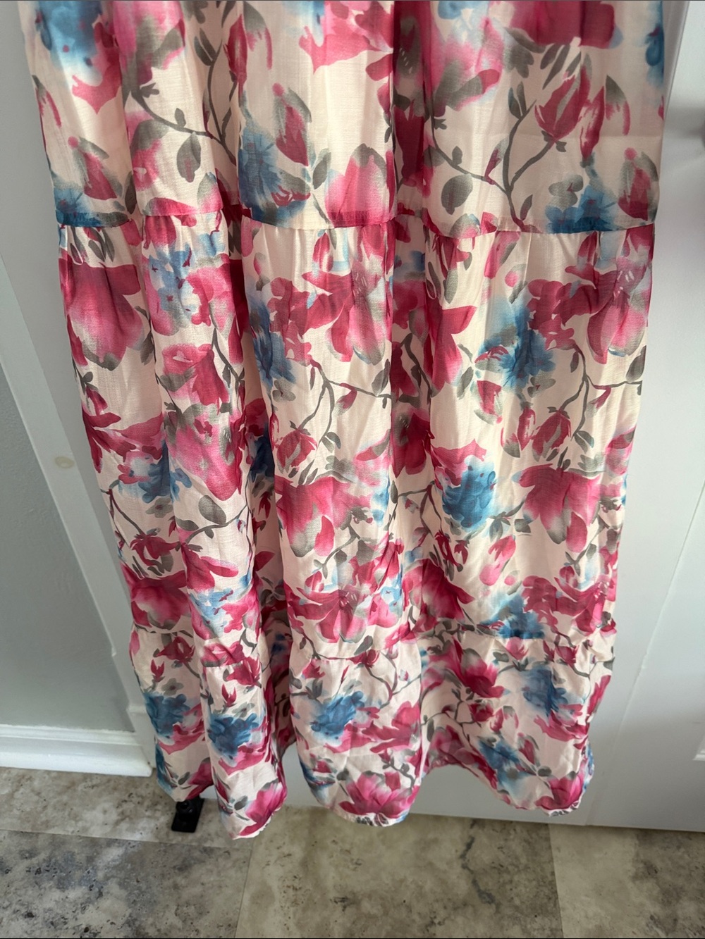 Romantic pink and blue floral maxi dress size medium - Picture 4 of 7